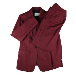 Suistudio SuitSupply Burgundy Wool Flannel Suit Womens‎ Jacket US 6 Pants 28x28
